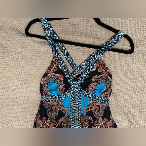 I.N.C. International Concepts Blue / multicolor handkerchief dress - Size SP - Picture 4 of 13